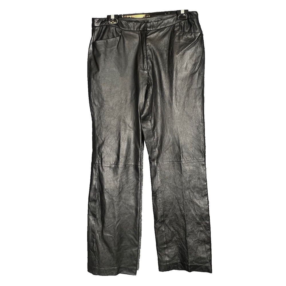Chadwicks Vintage Leather Pants Womens 10 80s Black Straight Lined Goth Punk